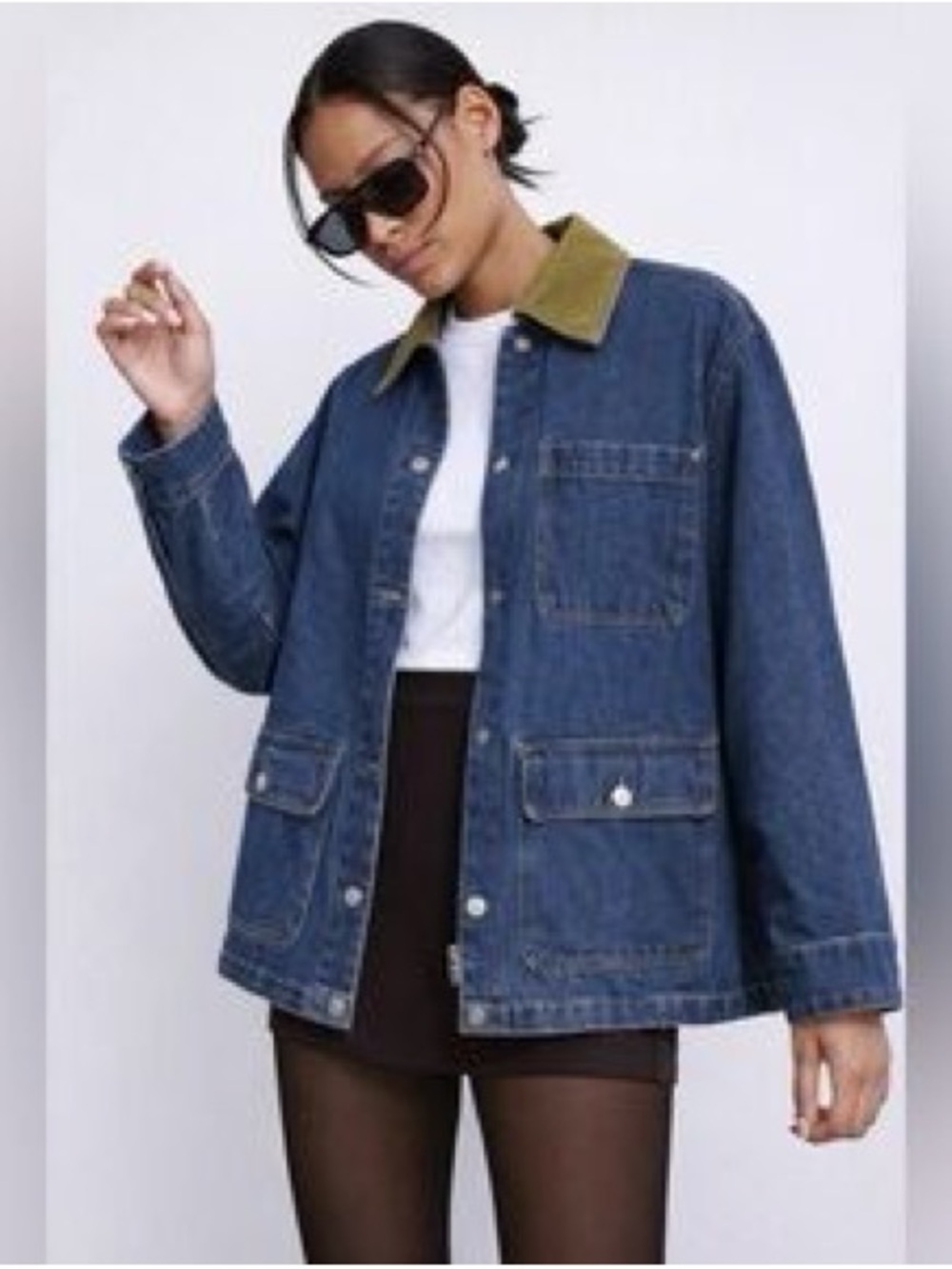 NWT BLANK NYC ($210) Denim Barn Jacket with Tan Collar